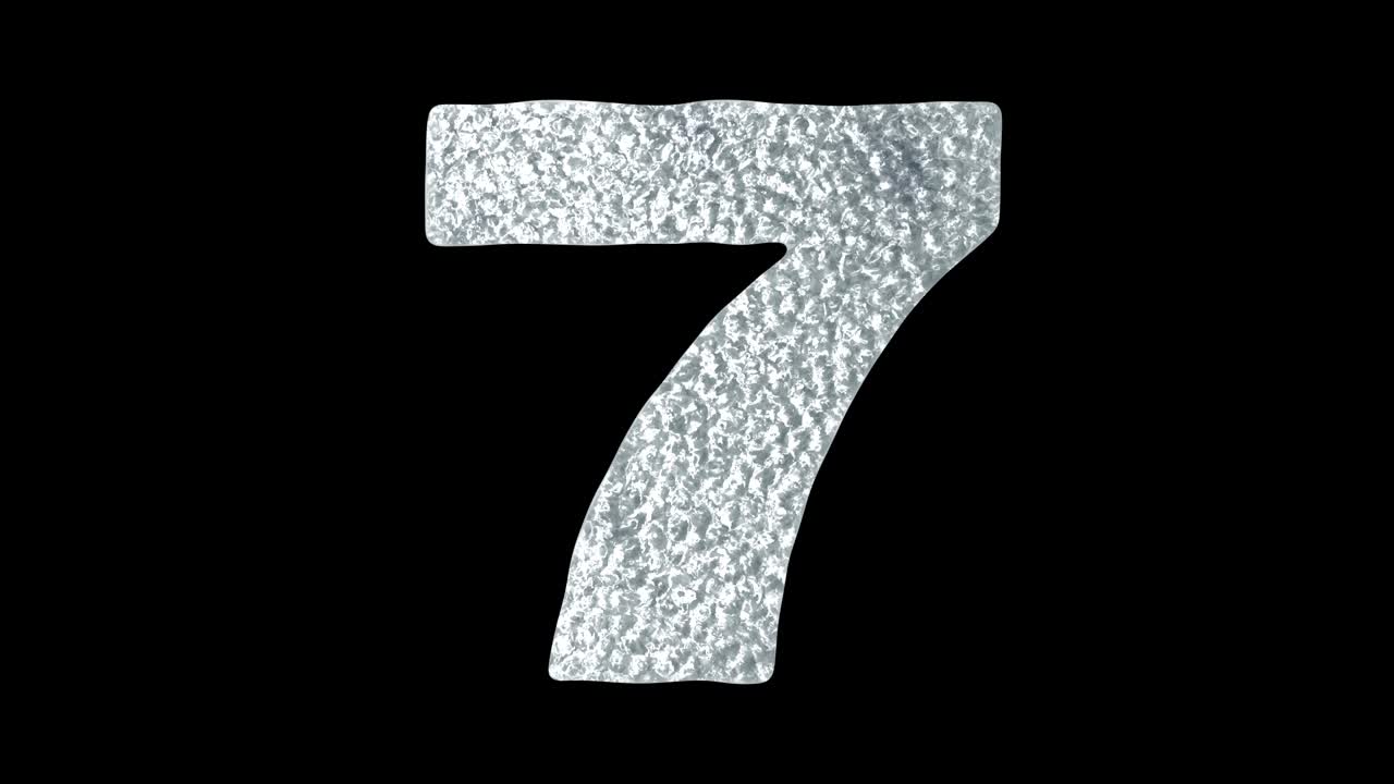 número 7 - concepto de números de agua de hielo animados