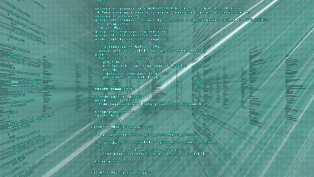 Digital animation of light trails over screens with data processing against green background