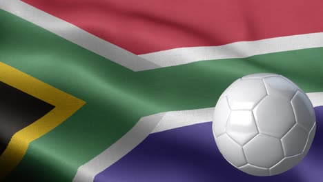 flag of south africa and soccer ball - south africa flag high detail - national flag south africa wave pattern loopable elements - soccer ball and flag
