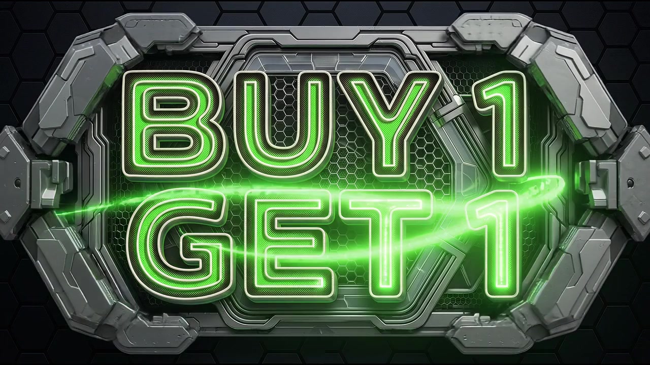 Futuristic Buy One Get One Free Promotional Graphic Animation