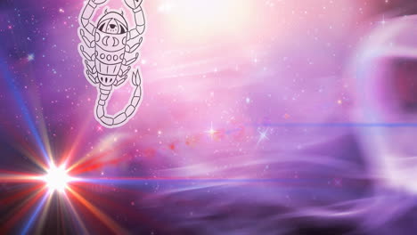 Animation of horoscope symbols over stars on blue background