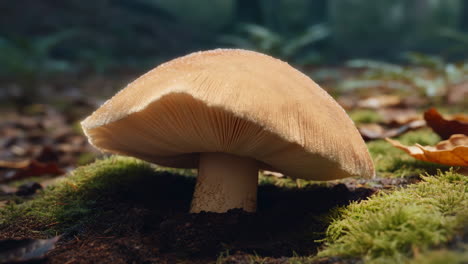close-up of a mushroom in a forest