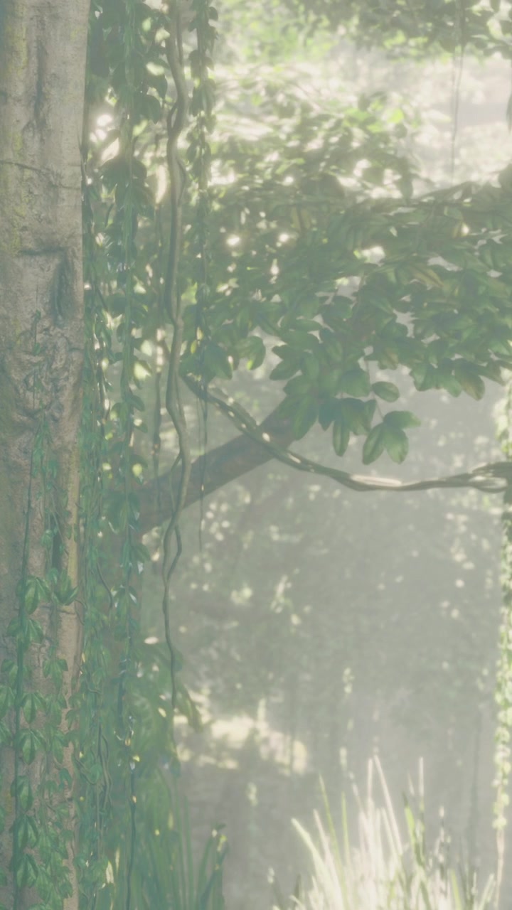 Exploring a forest with sunlight filtering through the trees and leaves