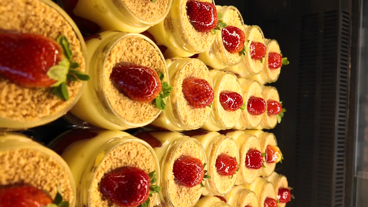 Strawberry Desserts in Glass Jars