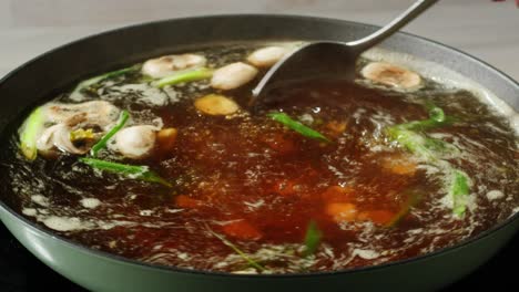 preparing a mushroom soup