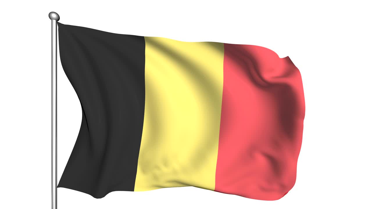 флаг бельгии на ветру (альфа-канал, полупрозрачный, цикличный)