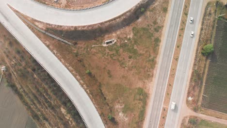 Closeup-aerial-view-of-the-rounded-flyover-in-Punjab-Province