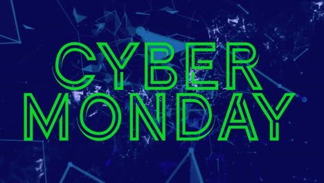 Animation-Von-Cyber-Monday-Text-Und-Verbundenen-Punkten,-Die-Geometrische-Formen-Bilden