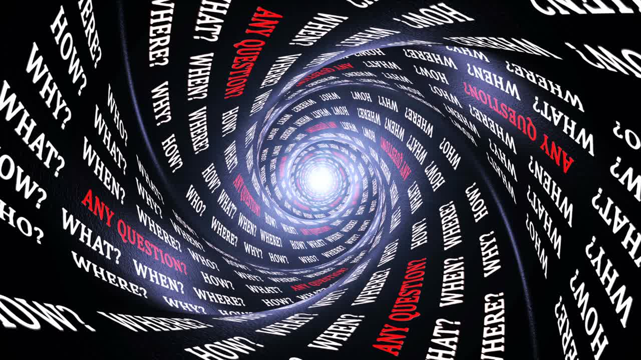 cualquier pregunta palabras clave en las paredes del túnel, animación, fondo, bucle