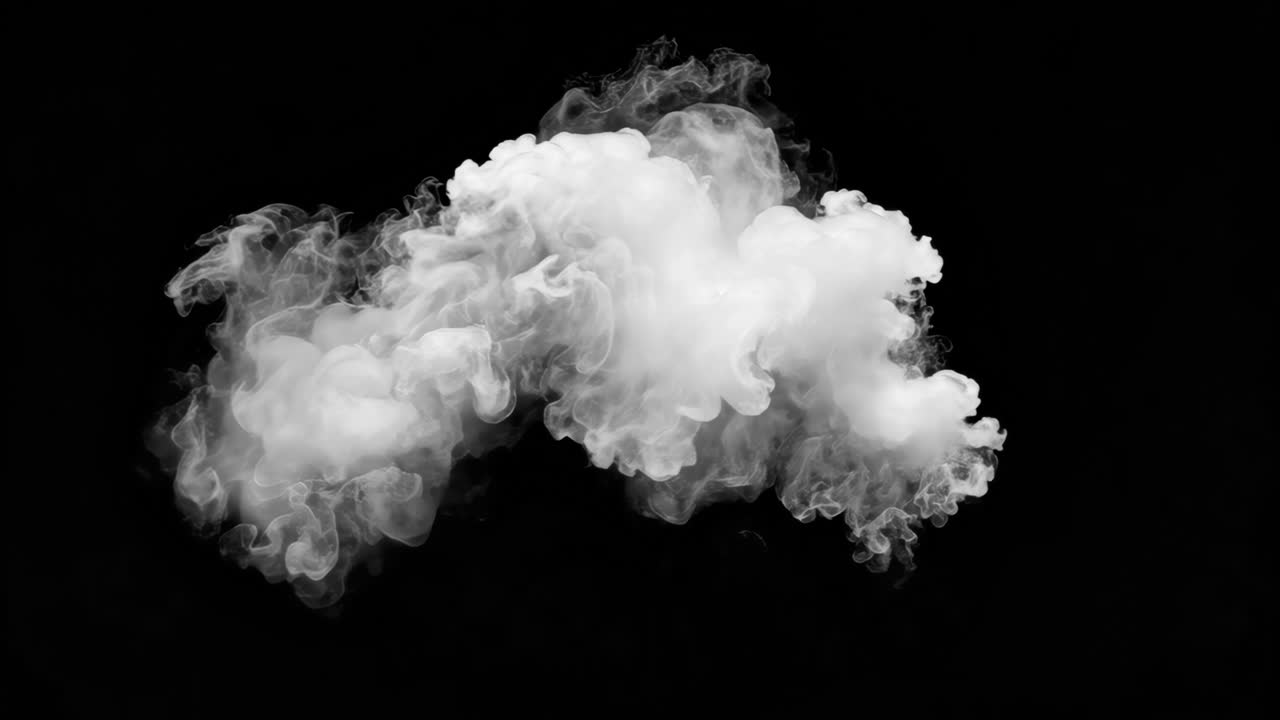 Abstract white smoke cloud art animated overlay, transparent 4K video, alpha channel, ProRes 4444