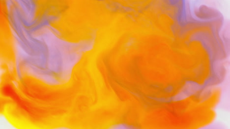 pintura o tinte rosado y amarillo caído en el agua contra un fondo blanco para crear un fondo de humo de colores giratorios