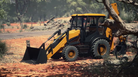 excavator tractor in bush forest