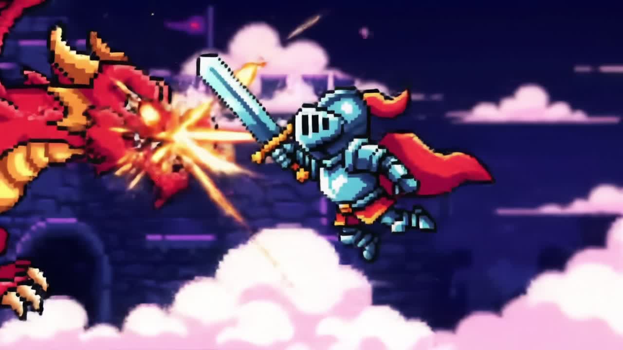 A Brave Knight Faces Off Against a Fearsome Dragon Amidst an Enchanted Sky in an Epic Battle Filled with Adventure and Heroism