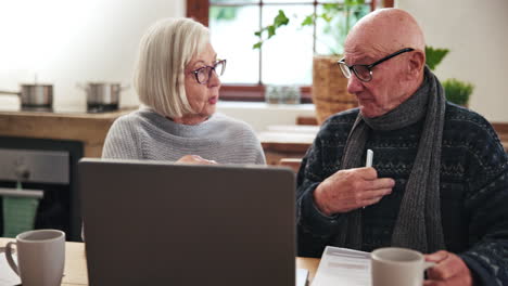 senior, couple and stress with documents