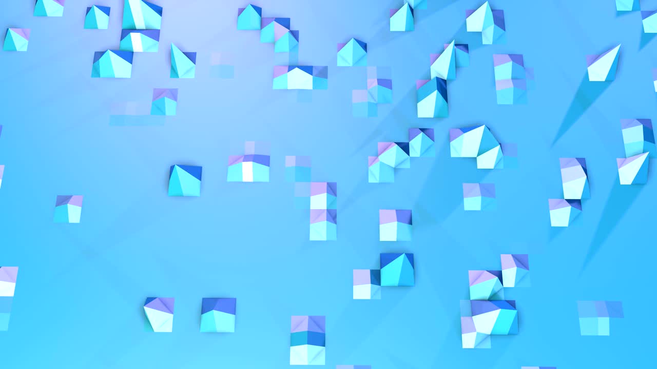 추상적인 단순한 파란색 보라색 낮은 폴리 3d 표면은 애니메이션 환경으로 부드러운 기하학 저 폴리 모션 배경은 순수한 파란 파란색 다각형의 이동 4k fullhd 원활한 루프 배경