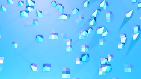 abstract simple blue violet low poly 3d surface as animated environment. soft geometric low poly motion background of shifting pure blue violet polygons. 4k fullhd seamless loop background