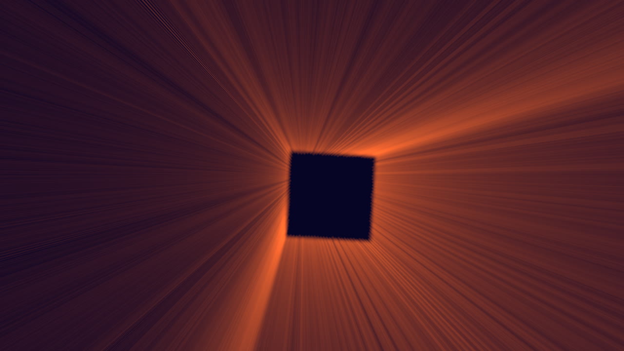 추상적인 구성에서 위에서 빛이 비추는 검은 사각형