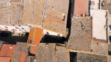 brick stone roofscape on the medieval town of orte in viterbo, region of lazio, italy