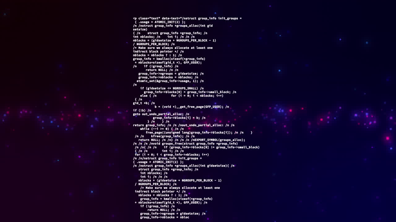 Animation of data processing over spots on black background