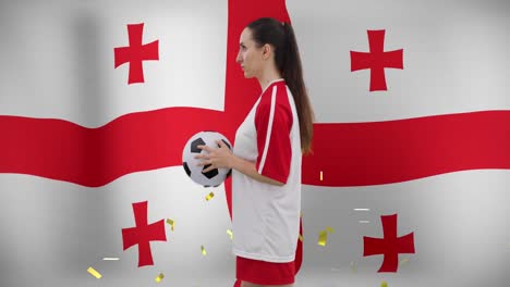 Animation-of-caucasian-female-soccer-player-over-flag-of-georgia