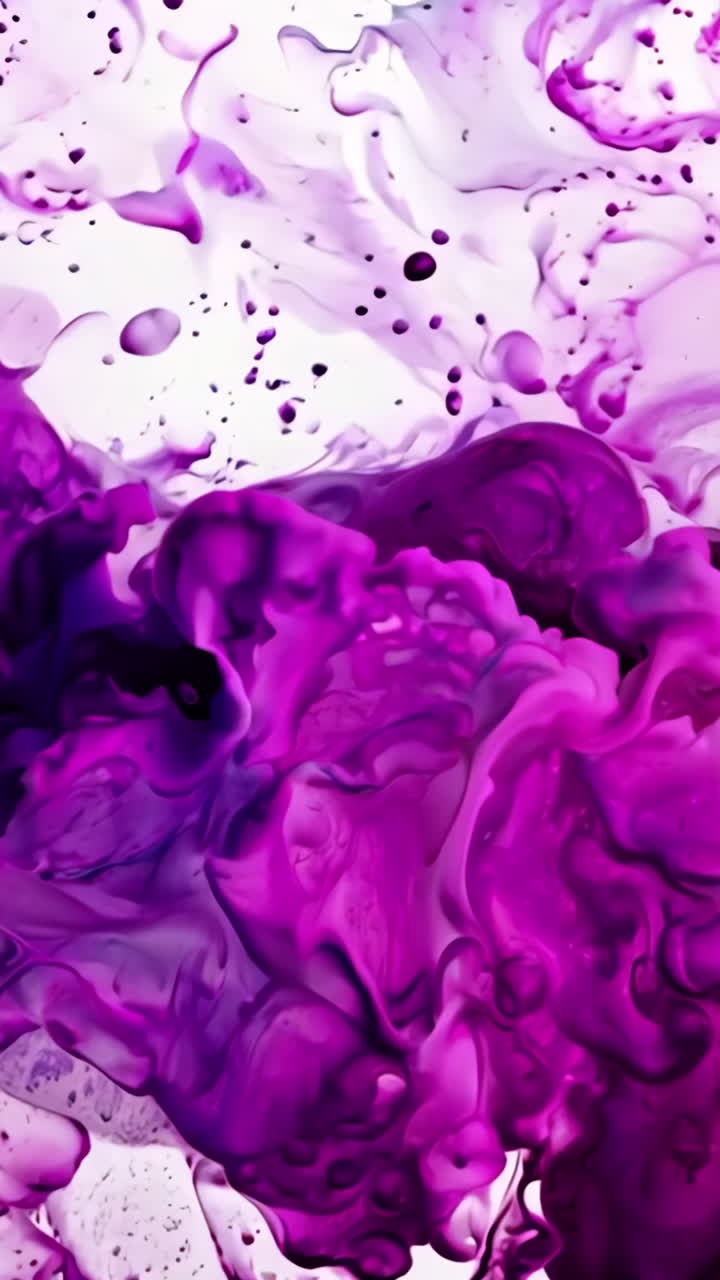 A purple and blue wave with white background. The wave is very long and has a lot of purple and blue paint