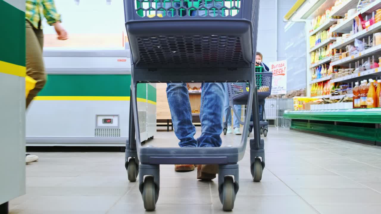 People shopping in a grocery store