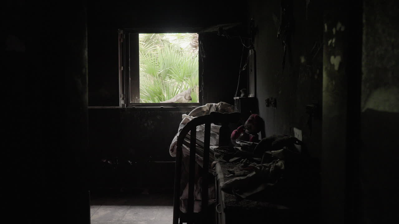 Child's bedroom destroyed in ashes by Hamas Terrorists, Kibbutz Nir Oz, Israel