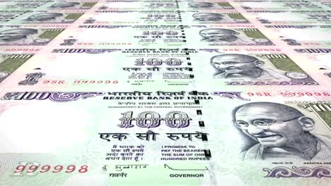 banknotes of one hundred indian rupees of india rolling, cash money, loop