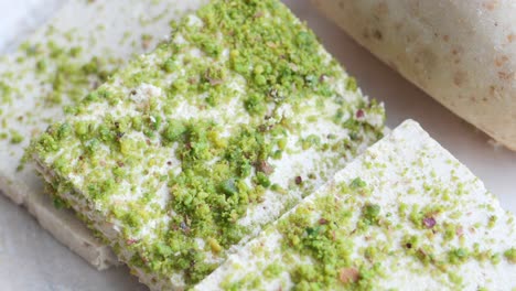 close-up of pistachio halva