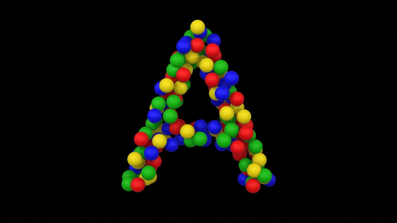 letra de fuente temática de animación de pelota de juguete a