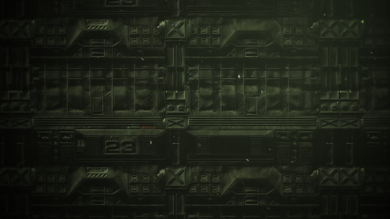 Cinematic background with shapes of spaceship and motion camera