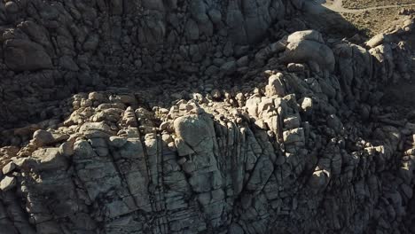 drone aerial view on alamaba hills, rocky formation range on eastern slope of sierra nevada, california, usa