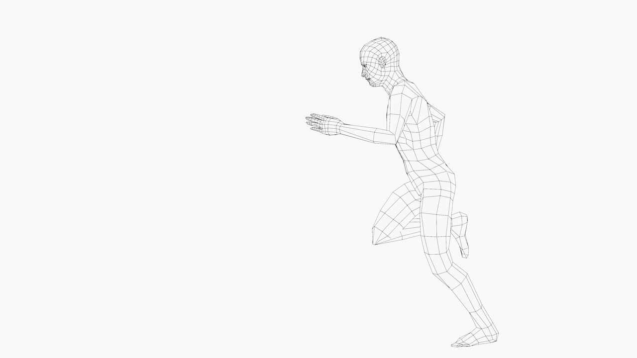 el hombre que corre con el marco de alambre, sin costuras