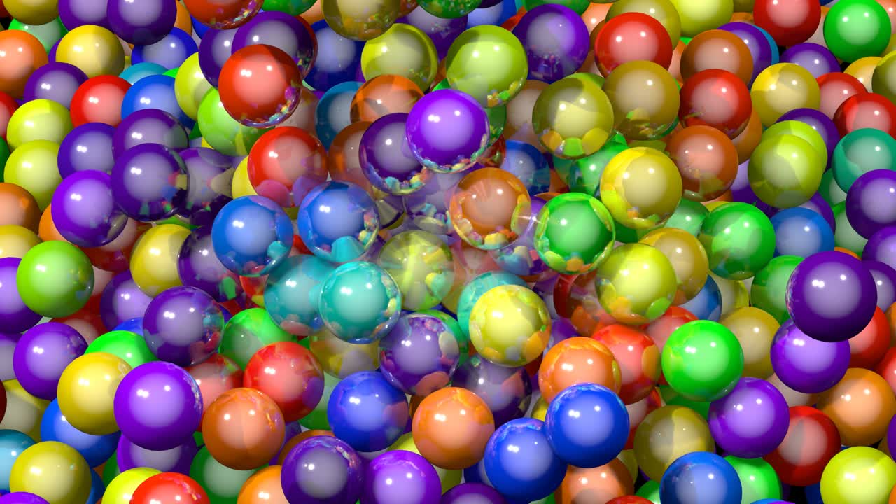 3d 4k cayendo bolas de colores o esferas