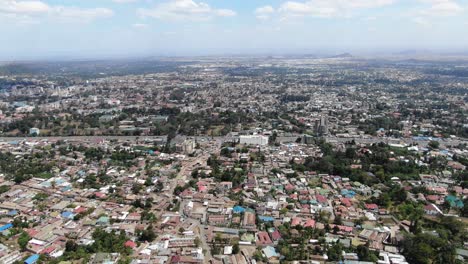 Slow-Pan-Up-To-Reveal-Tanzanian-Town-of-Arusha-in-Africa
