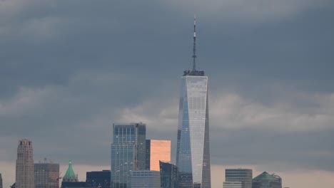 wtc tower and skyscrapers during storm weather, 4k video resolution