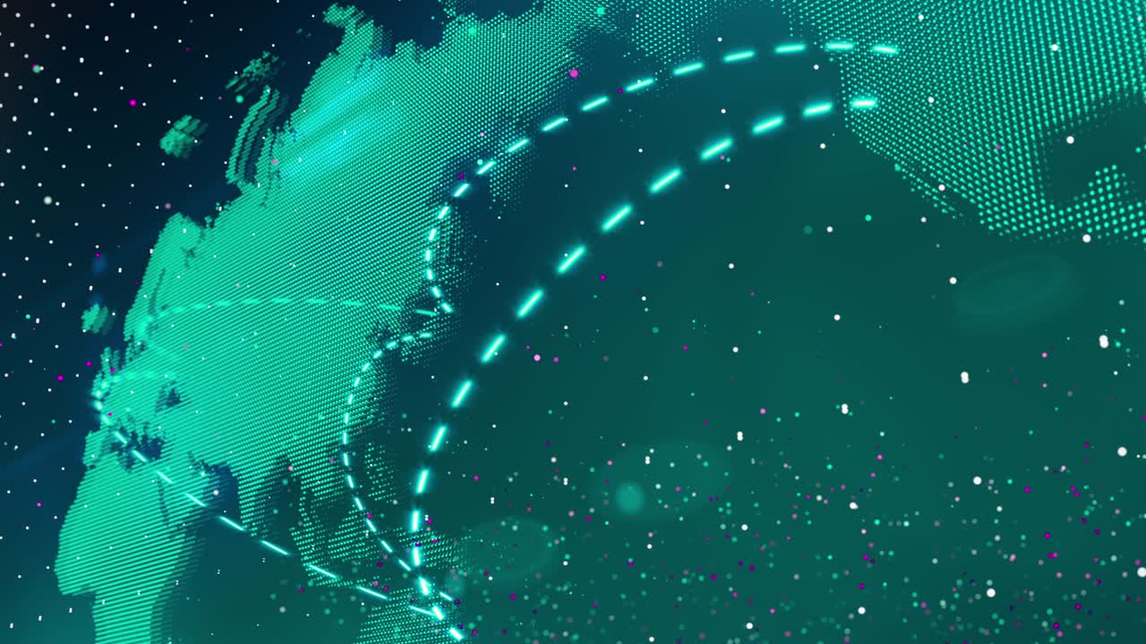 세계 지도 디지털 네트워크 연결 애니메이션