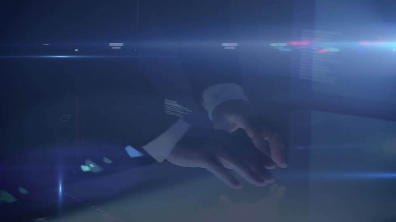 Animation of data processing over caucasian businessman