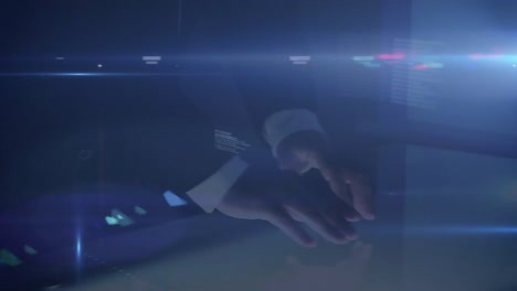 animación del procesamiento de datos sobre el hombre de negocios caucásico