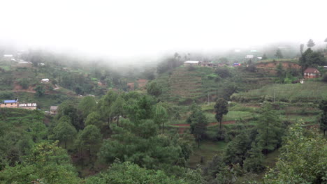 A-small-town-and-terraced-fields-on-the-hillsides-of-the-foothills-of-the-Himalayas-in-Nepal