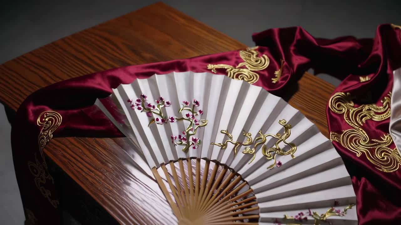 Elegant Chinese Fan and Clothing
