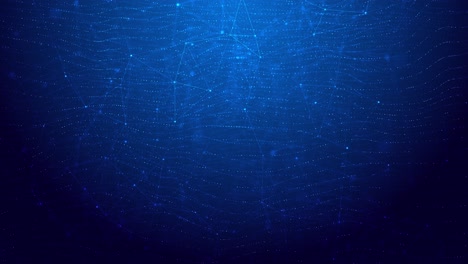 particle waves connected through glowing plexus structure simulating flow of data use of futuristic