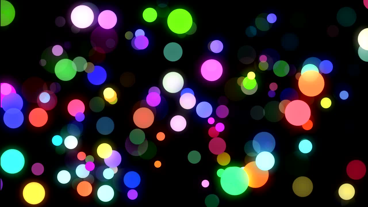 4k. Seamless loop. Colorful neon light circle on black background. Holiday and birthday template. Bright glitter christmas background.