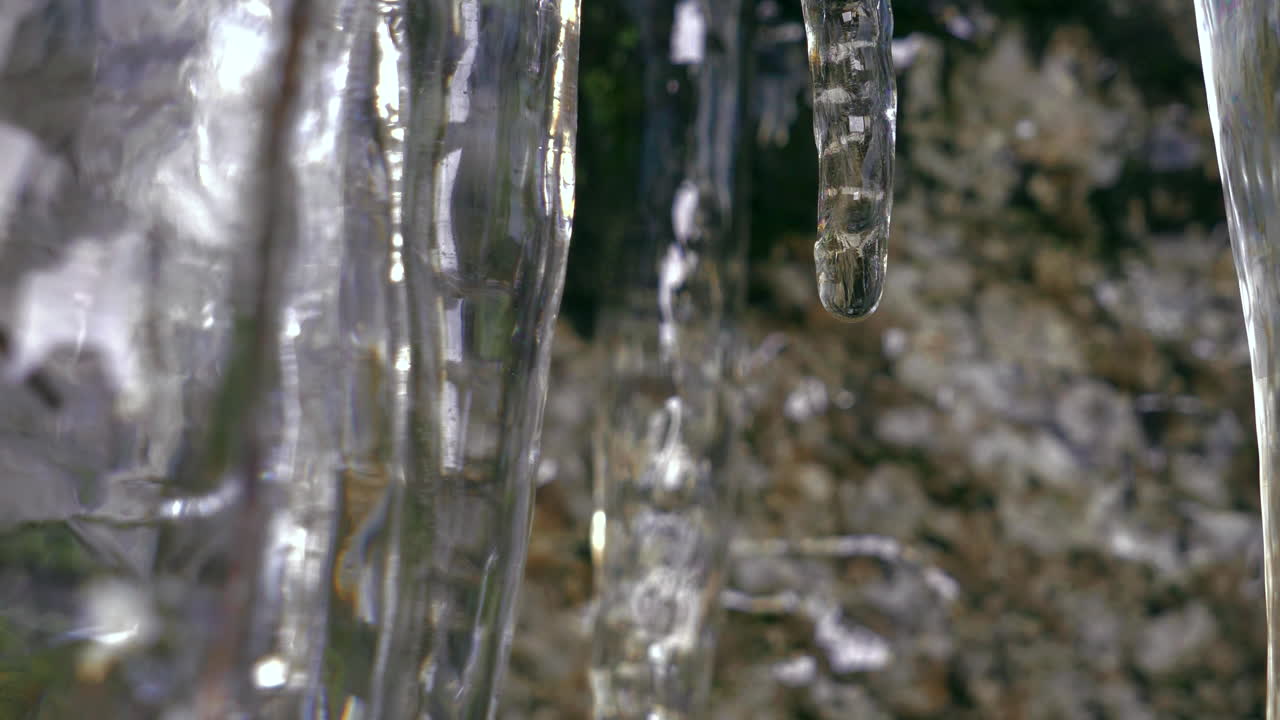 Melting ice formations in spring sun