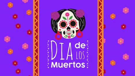 dia de los muertos celebration with katrina skull and flowers