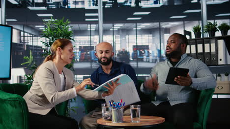 vertical video confident powerful people in the financial district discussing opportunity