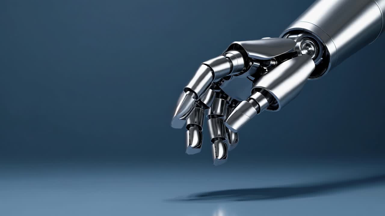 mano robótica metálica