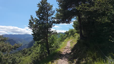 peaceful mountain trail under blue sky, perfect for nature exploration