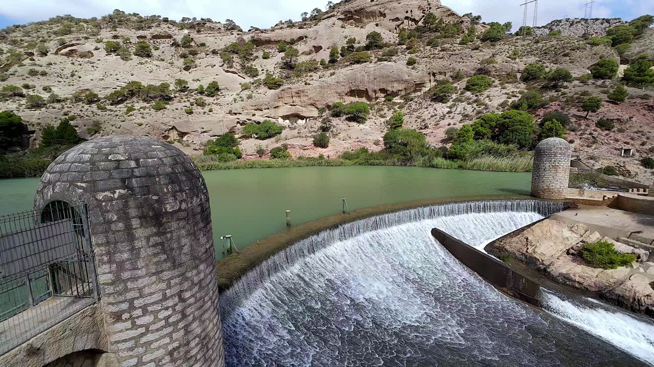 The spillway of an arch-gravity Gaitanejo Dam in Spain