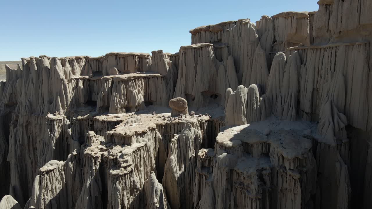 Aerial panorama of sharp stone formations in Tupiza area, Bolivia’s dramatic desert landscape